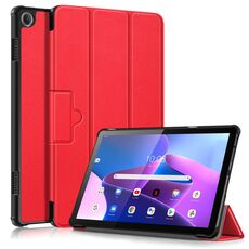 Per Lenovo Tab M10 10.1 3a generazione 3-folding Magnetic Buckle Custer Texture Smart Tablet Case (rosso)
