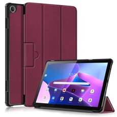 Per Lenovo Tab M10 10.1 3a generazione 3-Fold Magnetic Buckle Custer Custodia Smart Tablet in Pelle Texture (Vino Rosso)