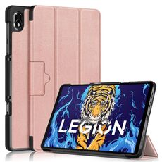 Per Lenovo Legion Y700 Custodia per tablet intelligente in pelle Custer con fibbia magnetica 3 pieghevoli (oro rosa)