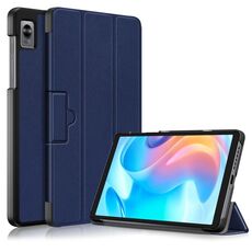 Per Realme Pad Mini 8.7 Custodia per tablet in pelle Custer con fibbia magnetica pieghevole a 3 pieghe (blu scuro)