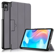 Per Realme Pad Mini 8.7 Custodia per tablet in pelle Custer con fibbia magnetica pieghevole a 3 pieghe (grigio)