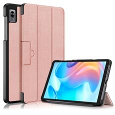 Per Realme Pad Mini 8.7 Custodia per tablet in pelle Custer con fibbia magnetica pieghevole a 3 pieghe (oro rosa)
