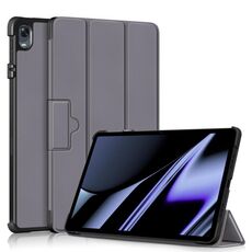Per OPPO Pad 11 pollici 3-pieghevole fibbia magnetica Custer Custodia per tablet in pelle (grigio)