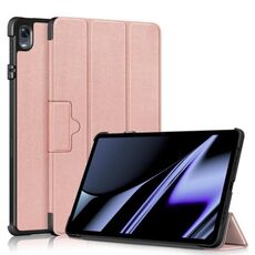 Per OPPO Pad Custodia per tablet in pelle Custer con fibbia magnetica a 3 pieghe da 11 pollici (oro rosa)