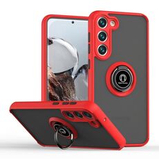Per Samsung Galaxy S23+ 5G Q Shadow I Ring Kickstand PC e TPU Hybrid Phone Case (rosso)