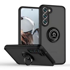 Per Samsung Galaxy S23+ 5G Q Shadow I Ring Kickstand PC e TPU Hybrid Phone Case (nero)