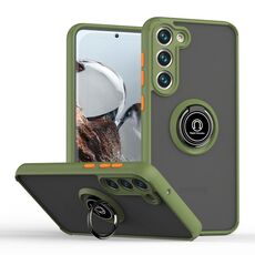 Per Samsung Galaxy S23+ 5G Q Shadow I Ring Kickstand PC e TPU Hybrid Phone Case (verde)