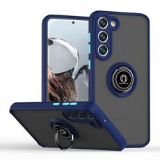 Per Samsung Galaxy S23+ 5G Q Shadow I Ring Kickstand PC e TPU Hybrid Phone Case (Royal Blue)