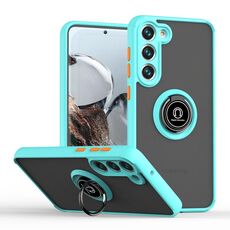 Per Samsung Galaxy S23+ 5G Q Shadow I Ring Kickstand PC e TPU Hybrid Phone Case (azzurro)