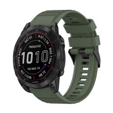 Cinturino in silicone per Garmin Fenix 7 22 mm con struttura orizzontale con strumento di rimozione (verde militare)