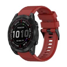 Per Garmin Fenix 7 Sapphire Solar 22mm Cinturino in silicone con struttura orizzontale con strumento di rimozione (rosso)