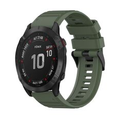 Per Garmin Fenix 6 Sapphire GPS 22mm Cinturino in silicone con struttura orizzontale con strumento di rimozione (verde militare)