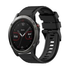Per Garmin Fenix 5 Cinturino per orologio in silicone con struttura orizzontale da 22 mm con strumento di rimozione (nero)
