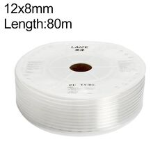Tubo in PU flessibile per aria compressa per compressore pneumatico LAIZE, specifica: 12x8 mm, 80 m (trasparente)