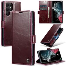 Per Samsung Galaxy S22 Ultra 5G CaseMe 003 Custodia per telefono in pelle con struttura a cavallo pazzo (rosso)