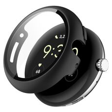 Per la cassa dell'orologio per PC con pellicola in vetro temperato per orologio Google Pixel (nero)