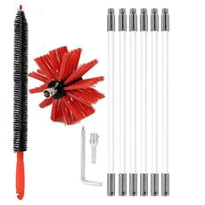 Spazzola per camino estensibile pieghevole per trapano elettrico Spazzola per condotti interni, dimensioni: 410 mm x 6 aste