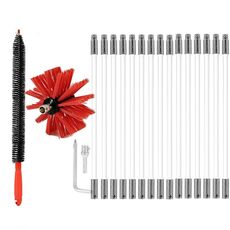 Spazzola per camino estensibile pieghevole per trapano elettrico Spazzola per condotti interni, dimensioni: 410 mm x 15 aste