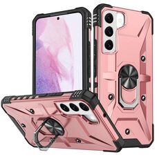 Custodia per telefono con supporto ad anello per Samsung Galaxy S21 Ultra 5G (oro rosa)