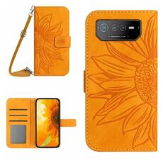 Per Asus ROG Phone 6 Skin Feel Sun Flower Pattern Flip Custodia in pelle per telefono con cordino (giallo)
