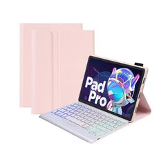 AM20-BS Agnello Texture Ultra-sottile Retroilluminazione Tastiera Bluetooth Custodia Tablet In Pelle Per Lenovo Xiaoxin Pad 2022 10.6 pollici/Tab M10 Plus 10.6 3a Gen 2022 (Rosa)