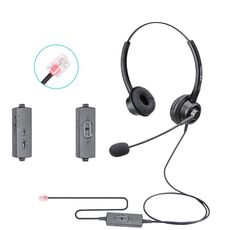 VT200D Cuffia per operatore con cuffia telefonica a doppia orecchio con microfono, Specifiche: Sequenza a 6 fili con testa di cristallo