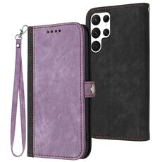 Per Samsung Galaxy S22 Ultra 5G Custodia per telefono in pelle con fibbia laterale doppia pieghevole (viola)