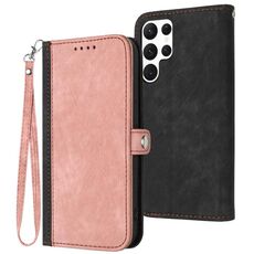 Per Samsung Galaxy S22 Ultra 5G Custodia per telefono in pelle con fibbia laterale doppia pieghevole (rosa)