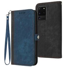 Per Samsung Galaxy S21 Ultra 5G Custodia per telefono in pelle con cinturino a doppia fibbia laterale (blu reale)
