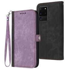 Per Samsung Galaxy S21 Ultra 5G Custodia per telefono in pelle con fibbia laterale doppia pieghevole (viola)