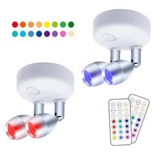 C2755 Faretto ambientale per armadio con telecomando RGB a doppia testa a 2 luci senza fili