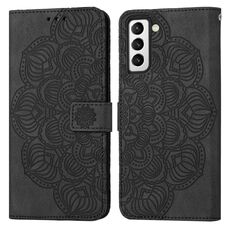 Per Samsung Galaxy S23 + 5G Custodia per cellulare in pelle con motivo mandala in rilievo (nero)