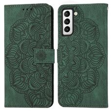 Per Samsung Galaxy S23 + 5G Custodia per cellulare in pelle con motivo mandala in rilievo (verde)