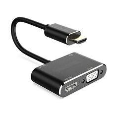 JUNSUNMAY Adattatore 1080P HDMI a HDMI + VGA Screen Splitter