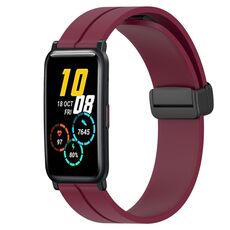 Cinturino per orologio in silicone con chiusura magnetica a tinta unita For Honor Watch ES 20 mm (bordeaux)