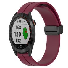 Per Garmin Approach S40 Cinturino per orologio in silicone con chiusura magnetica in tinta unita da 20 mm (rosso vino)