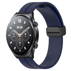 Per Xiaomi MI Watch S1 Cinturino per orologio in silicone con chiusura magnetica in tinta unita da 22 mm (blu notte)