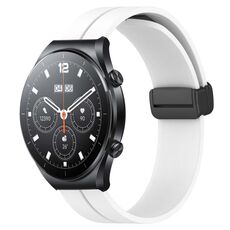 Per Xiaomi MI Watch S1 Pro Cinturino per orologio in silicone con chiusura magnetica in tinta unita da 22 mm (bianco)