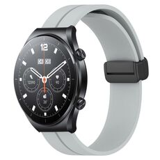 Per Xiaomi MI Watch S1 Pro Cinturino per orologio in silicone con chiusura magnetica in tinta unita da 22 mm (grigio)