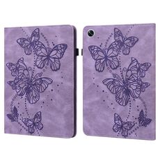 Per OPPO Pad Air 2022 Custodia per tablet in pelle con motivo a farfalla in rilievo (viola)