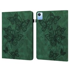 Per Realme Pad X Custodia per tablet in pelle con motivo a farfalla in rilievo (verde)