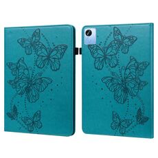Per Realme Pad X Custodia per tablet in pelle con motivo a farfalla in rilievo (blu)