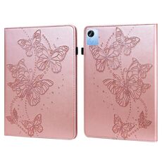 Custodia per tablet in pelle con motivo a farfalla in rilievo Realme Pad X (rosa)