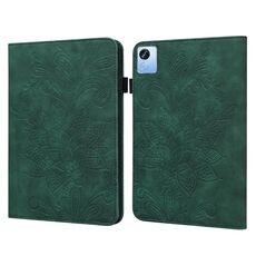 Per Realme Pad X Custodia per tablet in pelle con motivo floreale in pizzo (verde)