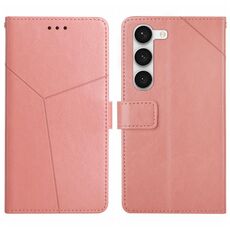 Per Samsung Galaxy S23 + 5G HT01 Custodia per cellulare in pelle con motivo a forma di Y (rosa)