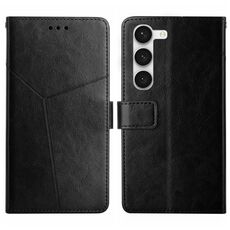 Per Samsung Galaxy S23 + 5G HT01 Custodia in pelle con motivo a forma di Y (nero)