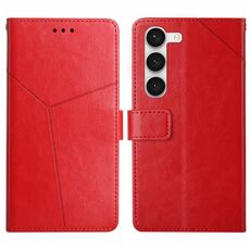 Per Samsung Galaxy S23 + 5G HT01 Custodia per cellulare in pelle con motivo a forma di Y (rossa)