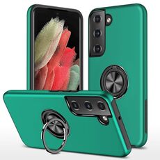 Per Samsung Galaxy S22 5G PC + Custodia magnetica in TPU con supporto per anello invisibile (verde scuro)