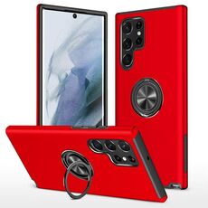 Per Samsung Galaxy S22 Ultra 5G PC + Custodia magnetica in TPU con supporto per anello invisibile (rosso)
