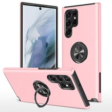 Per Samsung Galaxy S22 Ultra 5G PC + Custodia magnetica in TPU con supporto per anello invisibile (oro rosa)
